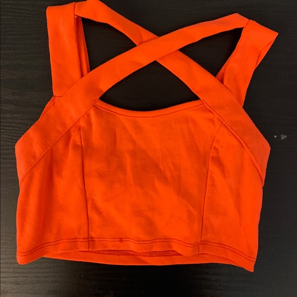Tops - Orange criss cross crop top